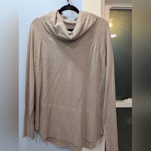 Women's Beige Cowl Neck Tunic Sweater